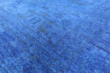 Blue Full Pile Overdyed Handmade Wool Rug - 8' 1" X 9' 7" - Golden Nile
