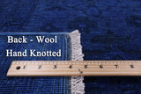 Blue Full Pile Overdyed Handmade Wool Rug - 8' 1" X 9' 7" - Golden Nile