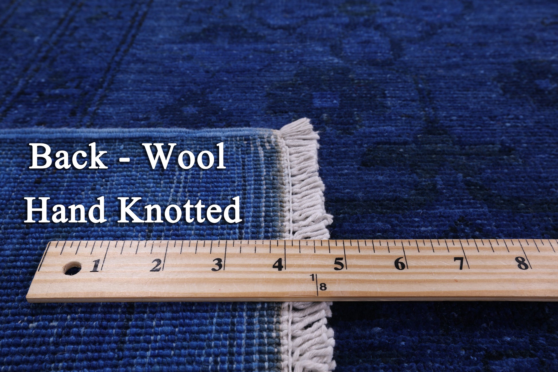 Blue Full Pile Overdyed Handmade Wool Rug - 8' 1" X 9' 7" - Golden Nile
