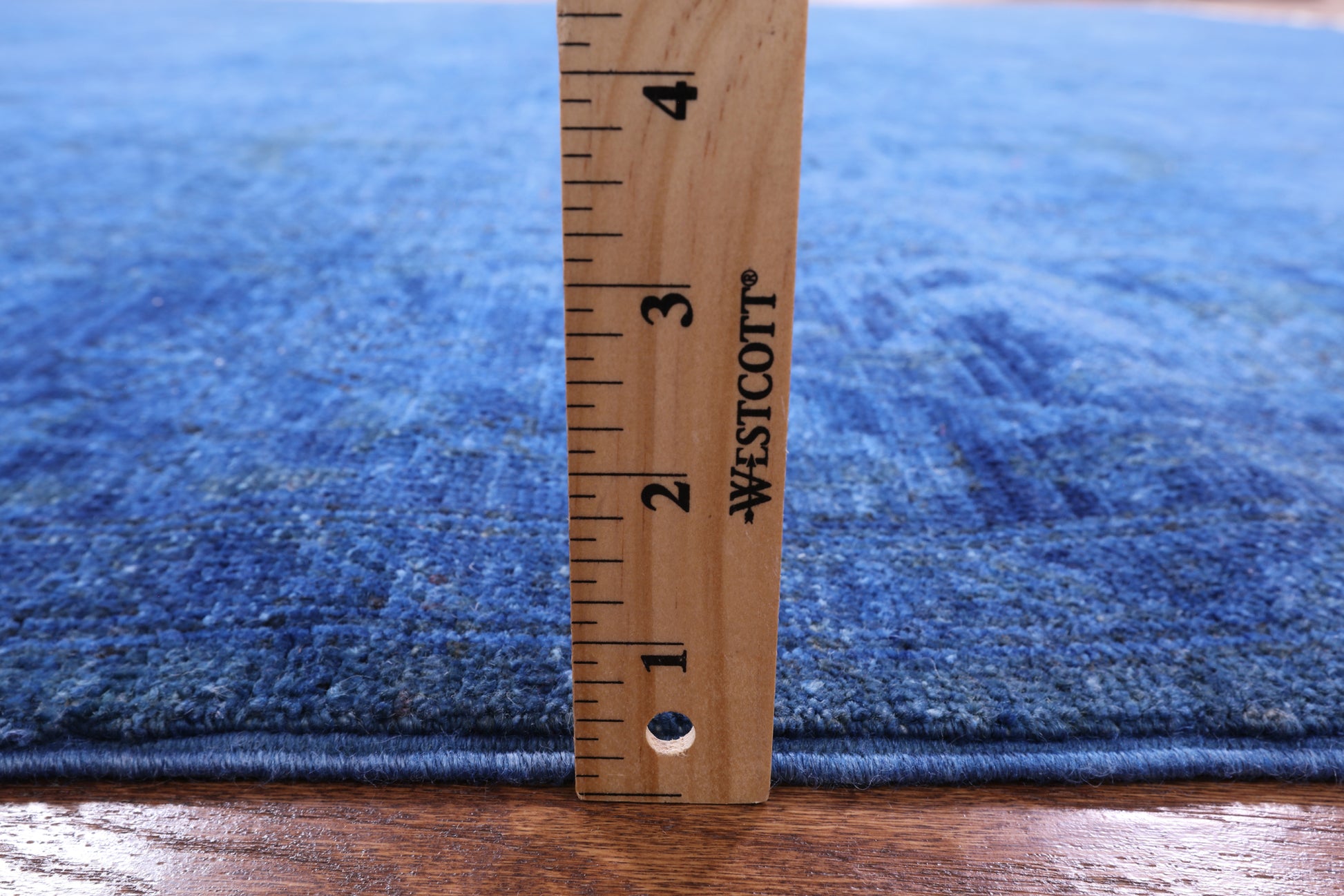 Blue Full Pile Overdyed Handmade Wool Rug - 8' 1" X 9' 7" - Golden Nile