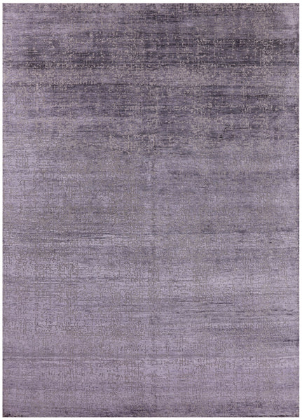 Grey Modern Hand Knotted Wool & Silk Rug - 8' 9" X 12' 3" - Golden Nile