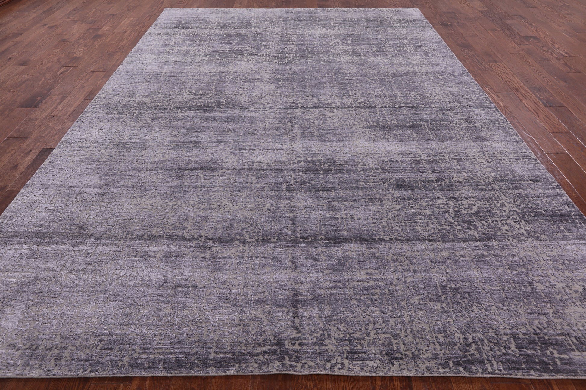 Grey Modern Hand Knotted Wool & Silk Rug - 8' 9" X 12' 3" - Golden Nile