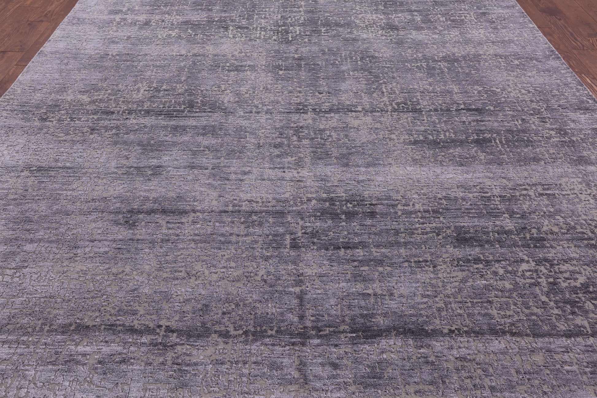 Grey Modern Hand Knotted Wool & Silk Rug - 8' 9" X 12' 3" - Golden Nile