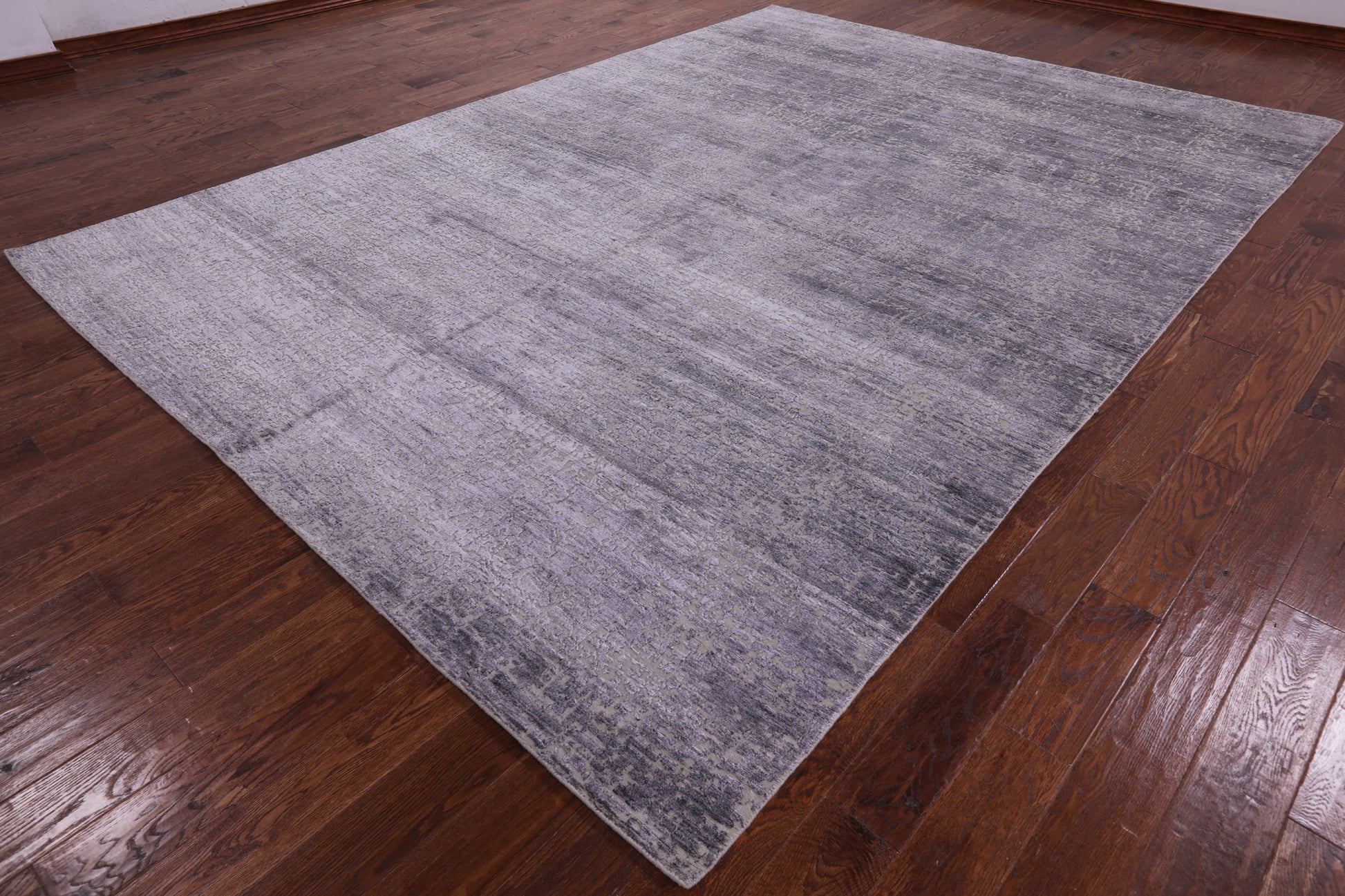 Grey Modern Hand Knotted Wool & Silk Rug - 8' 9" X 12' 3" - Golden Nile