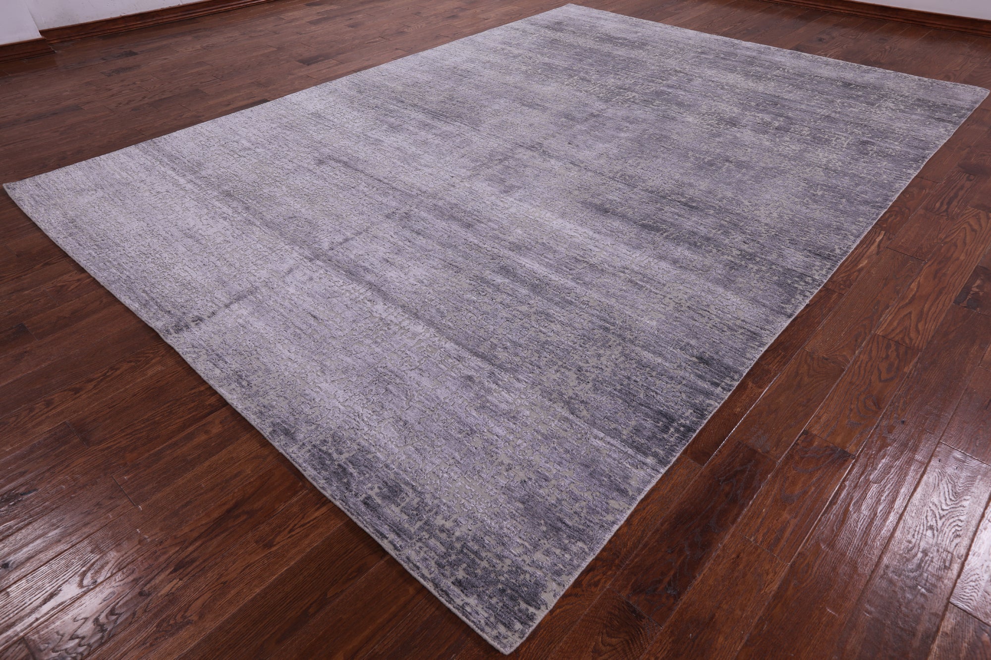 Grey Modern Hand Knotted Wool & Silk Rug - 8' 9" X 12' 3" - Golden Nile