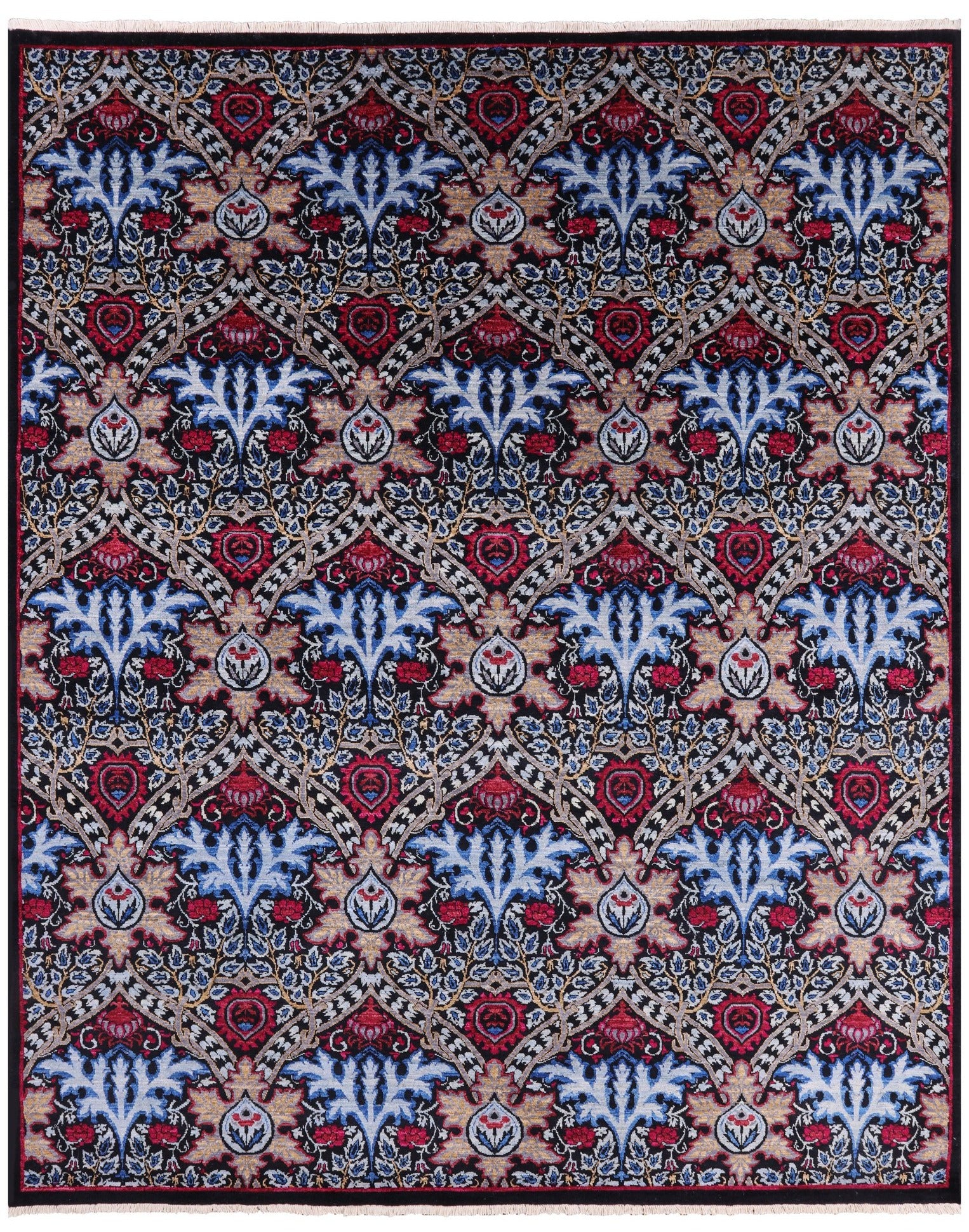 William Morris Handmade Wool Rug - 7' 10" X 9' 8" - Golden Nile