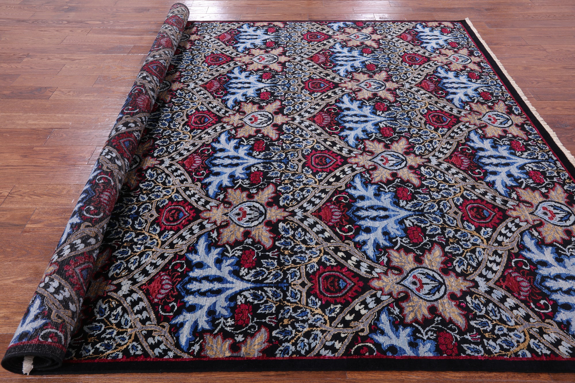 William Morris Handmade Wool Rug - 7' 10" X 9' 8" - Golden Nile