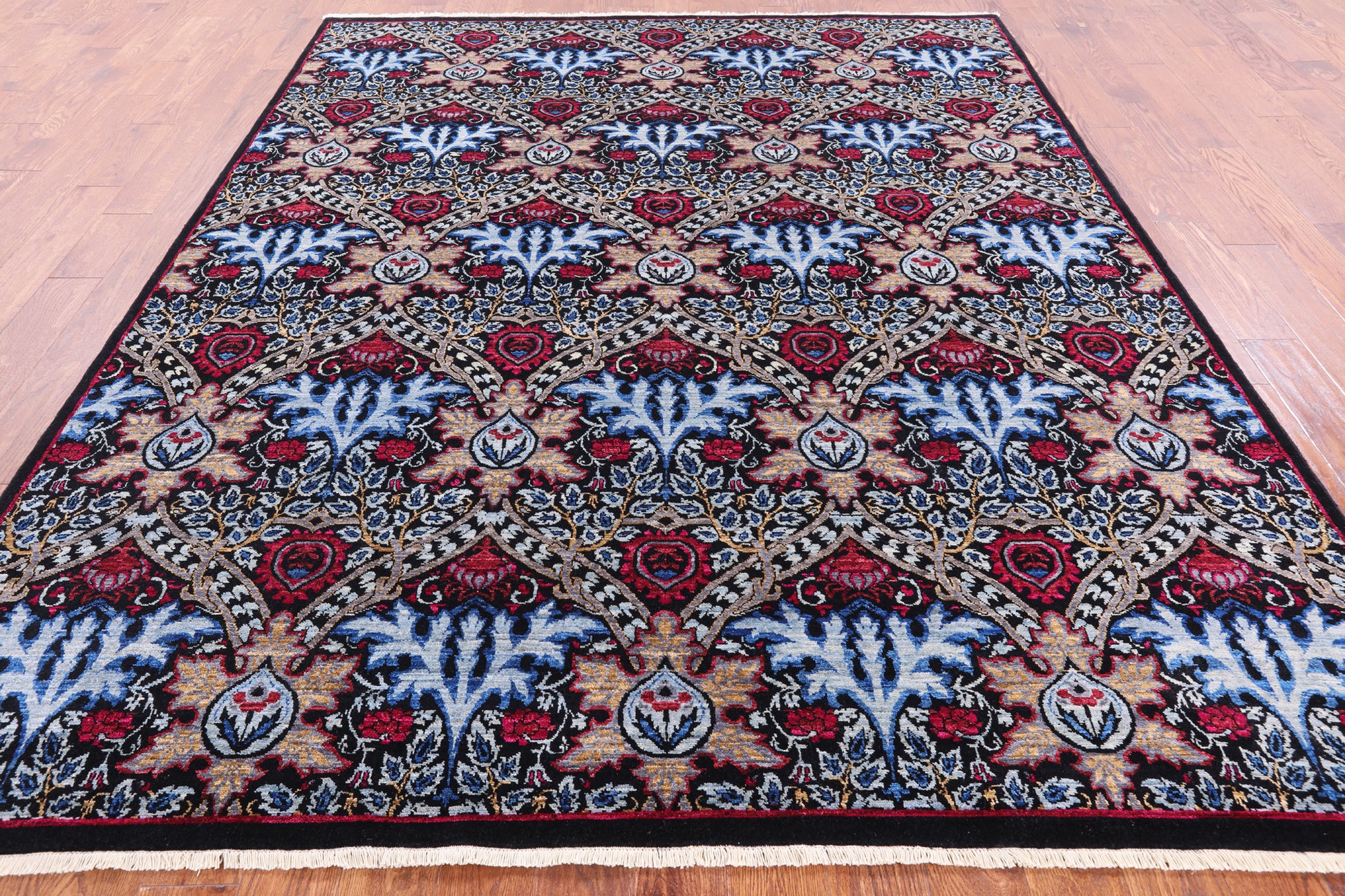 William Morris Handmade Wool Rug - 7' 10" X 9' 8" - Golden Nile