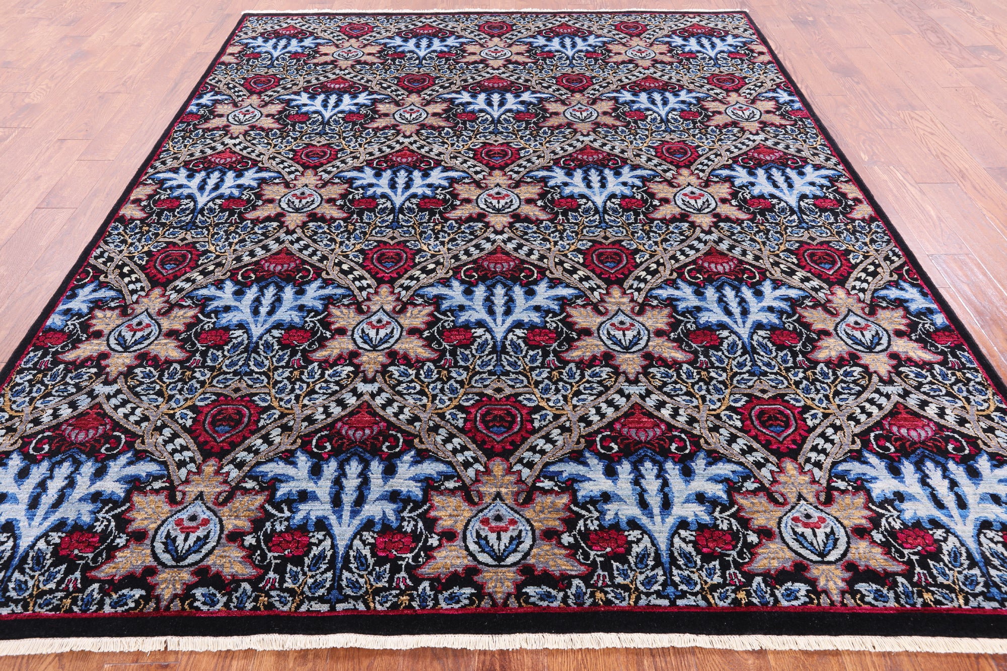 William Morris Handmade Wool Rug - 7' 10" X 9' 8" - Golden Nile