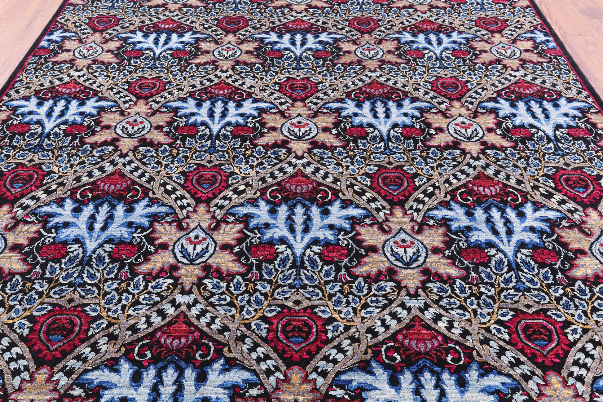 William Morris Handmade Wool Rug - 7' 10" X 9' 8" - Golden Nile