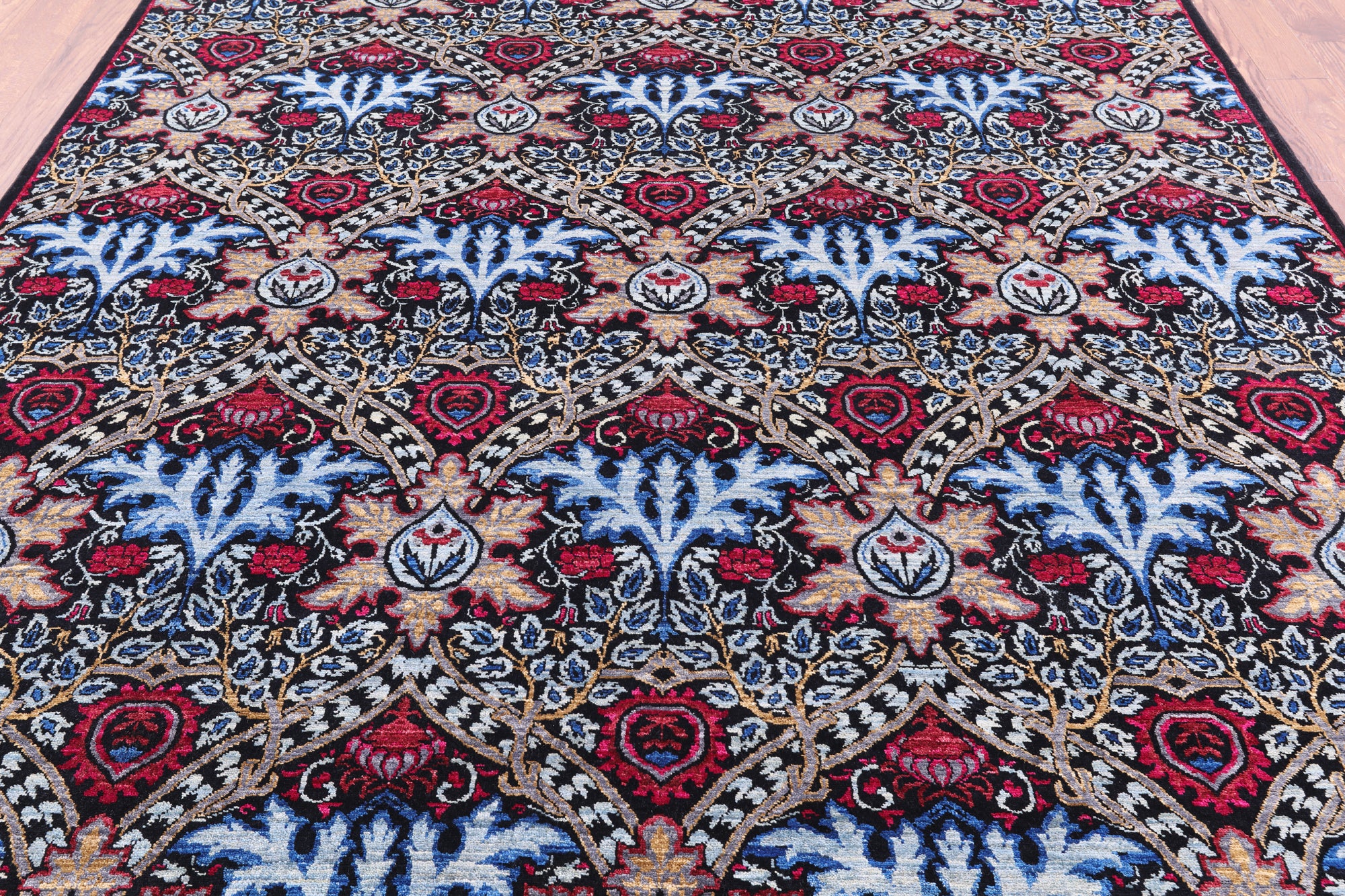 William Morris Handmade Wool Rug - 7' 10" X 9' 8" - Golden Nile