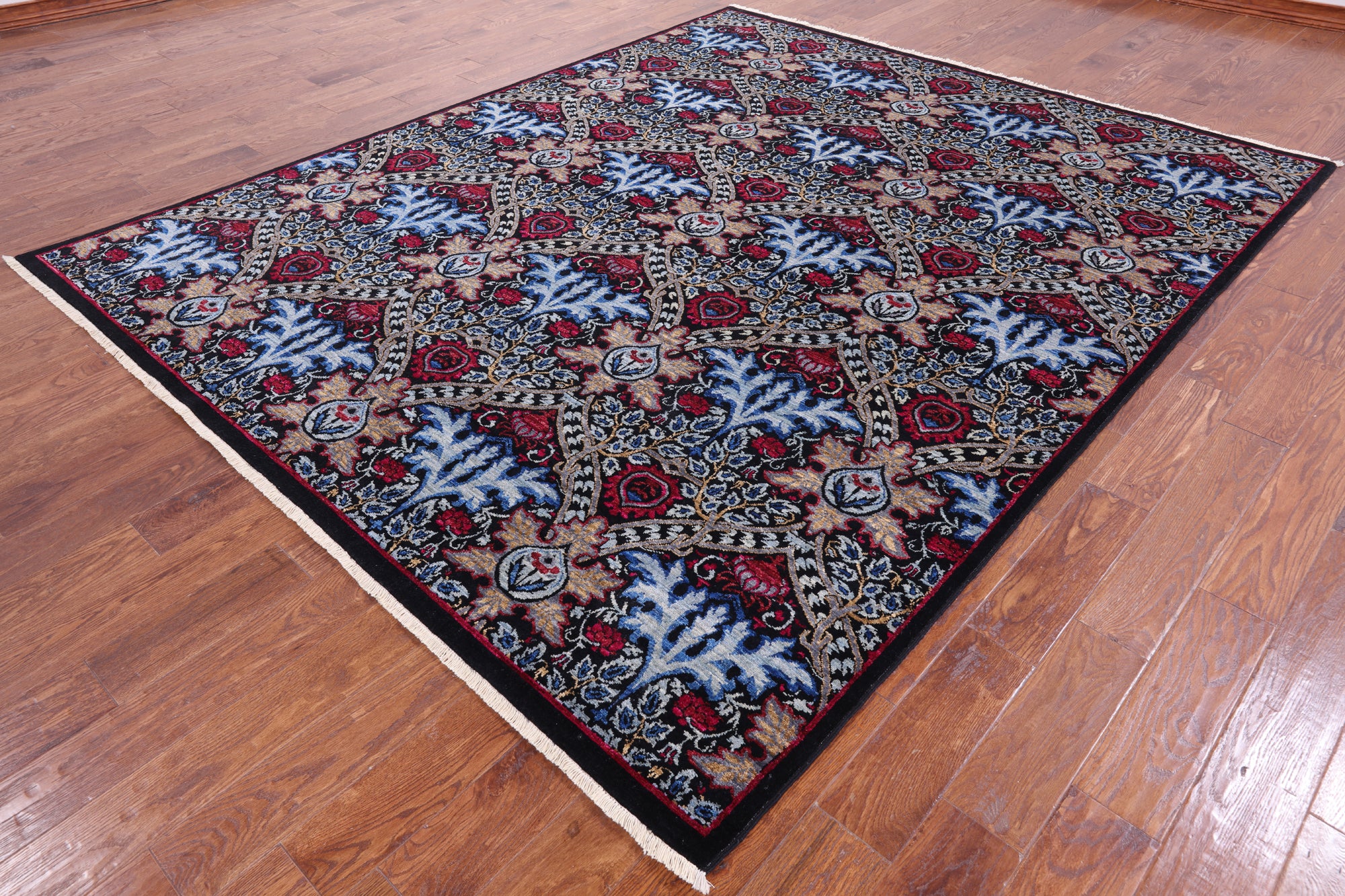 William Morris Handmade Wool Rug - 7' 10" X 9' 8" - Golden Nile