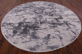 Grey Round Modern Hand Knotted Wool & Silk Rug - 8' 1" X 8' 1" - Golden Nile