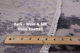 Grey Round Modern Hand Knotted Wool & Silk Rug - 8' 1" X 8' 1" - Golden Nile