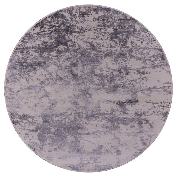 Grey Round Modern Hand Knotted Wool & Silk Rug - 8' 1" X 8' 1" - Golden Nile
