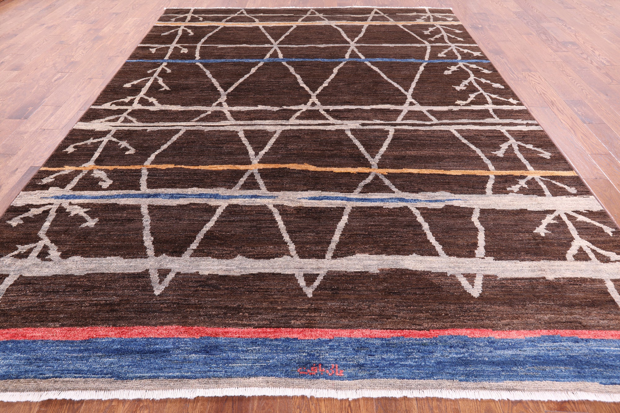 Tribal Moroccan Hand Knotted Wool Rug - 9' 1" X 11' 9" - Golden Nile