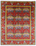 Grey William Morris Handmade Wool Rug - 7' 10" X 9' 10" - Golden Nile