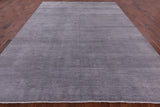 Grey Savannah Grass Handmade Wool & Silk Rug - 9' 0" X 12' 4" - Golden Nile