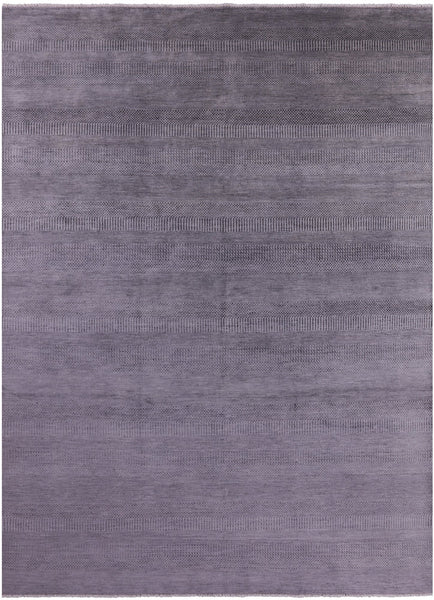 Grey Savannah Grass Handmade Wool & Silk Rug - 9' 0" X 12' 4" - Golden Nile