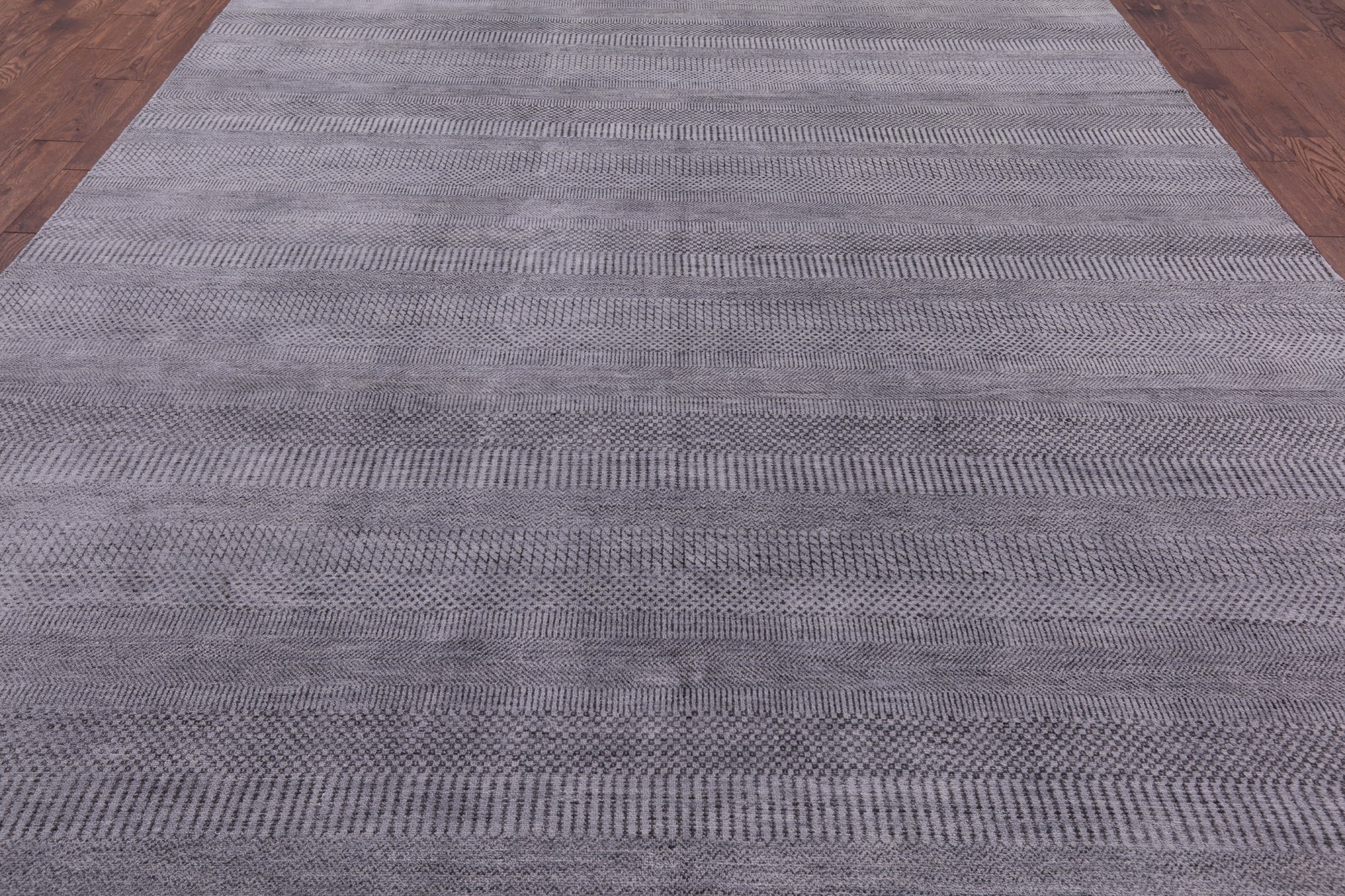 Grey Savannah Grass Handmade Wool & Silk Rug - 9' 0" X 12' 4" - Golden Nile