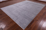 Grey Savannah Grass Handmade Wool & Silk Rug - 9' 0" X 12' 4" - Golden Nile