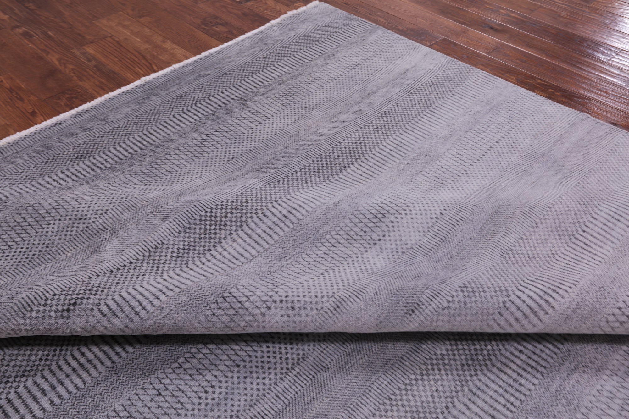 Grey Savannah Grass Handmade Wool & Silk Rug - 9' 0" X 12' 4" - Golden Nile