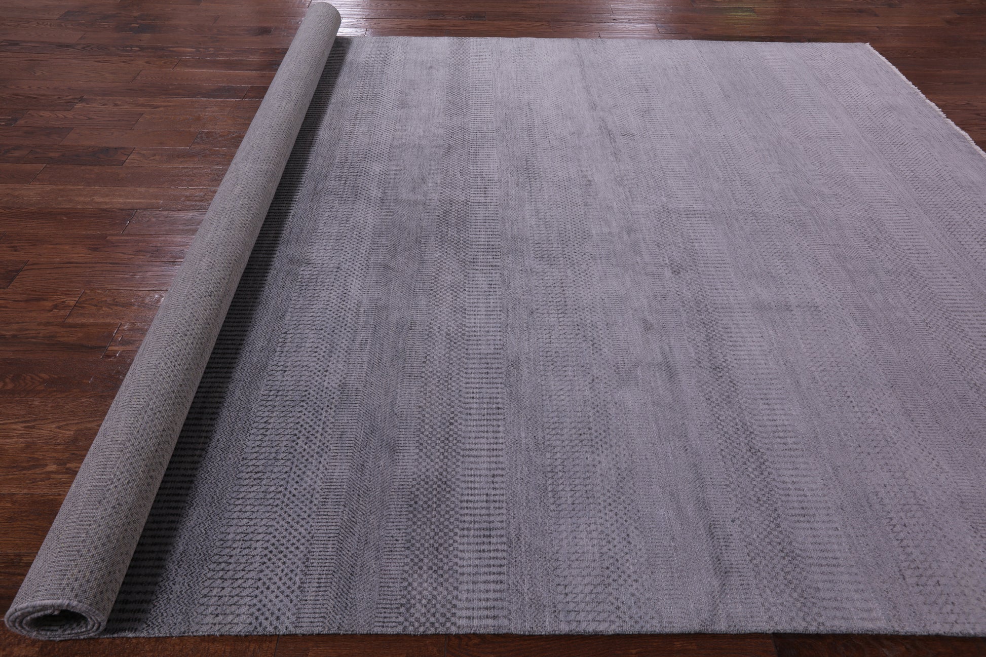 Grey Savannah Grass Handmade Wool & Silk Rug - 9' 0" X 12' 4" - Golden Nile