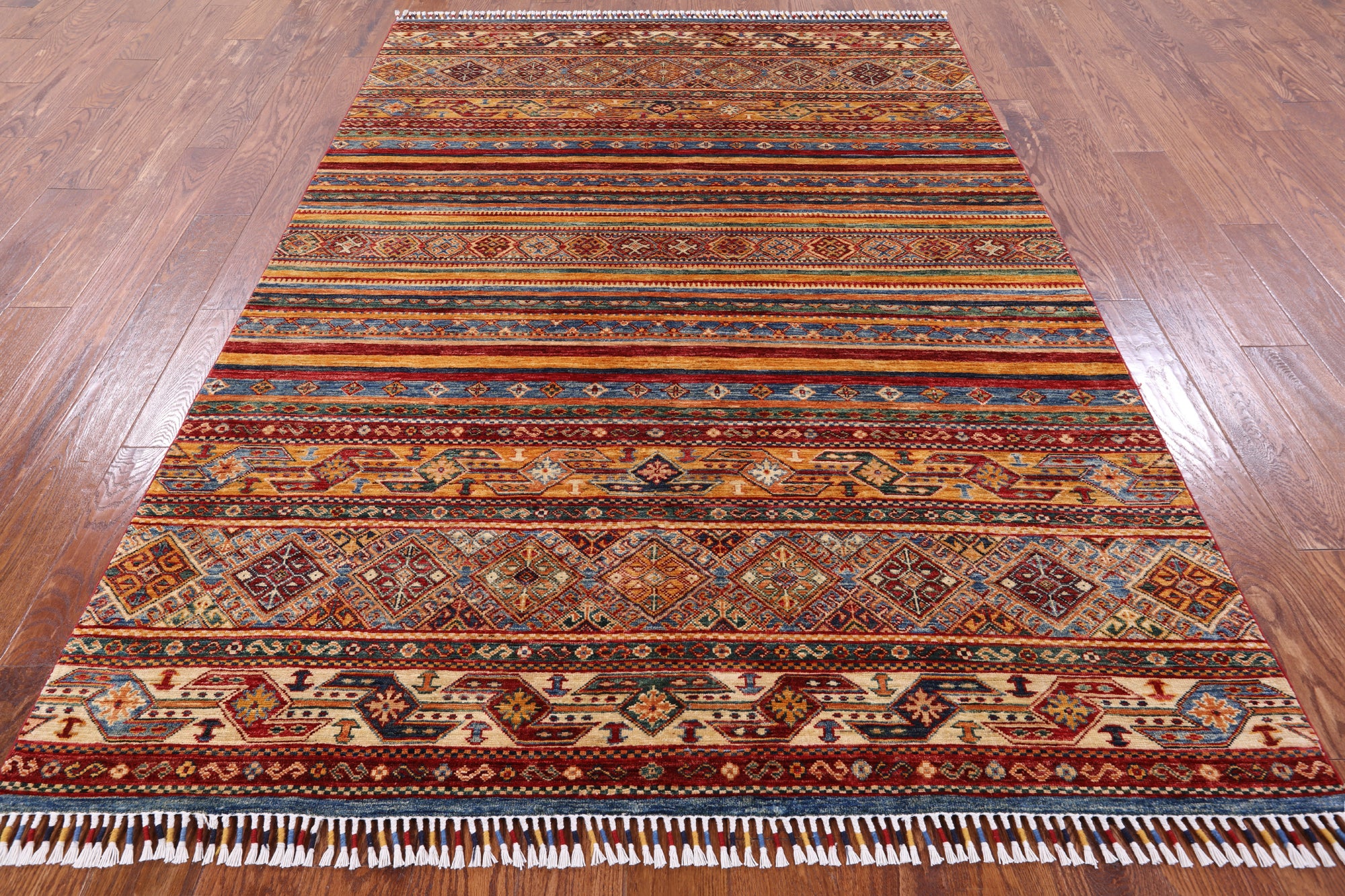 Khorjin Persian Gabbeh Handmade Wool Rug - 5' 8" X 8' 1" - Golden Nile