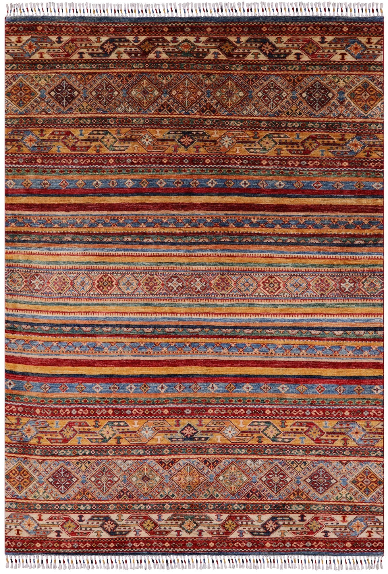 Khorjin Persian Gabbeh Handmade Wool Rug - 5' 8" X 8' 1" - Golden Nile