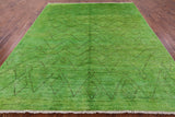 Green Tribal Moroccan Handmade Wool Rug - 7' 10" X 9' 7" - Golden Nile