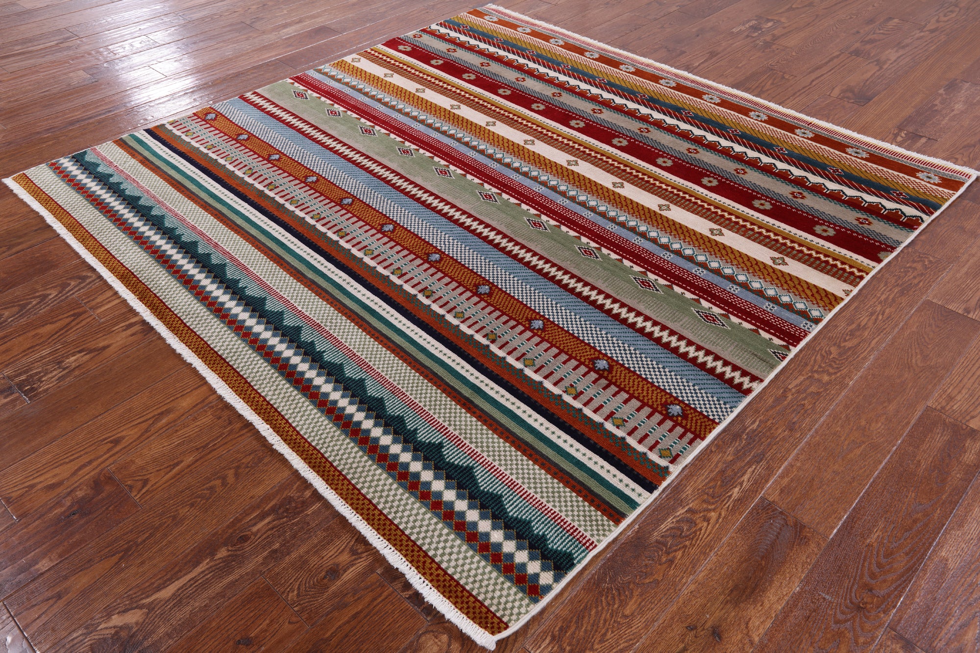 Square Tribal Persian Gabbeh Hand Knotted Wool Rug - 6' 2" X 6' 3" - Golden Nile