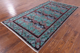 Grey William Morris Hand Knotted Wool Rug - 5' 0" X 8' 9" - Golden Nile