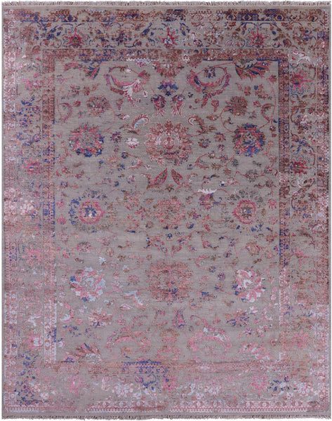 Grey Persian Hand Knotted Wool & Silk Rug - 8' 3" X 10' 0" - Golden Nile