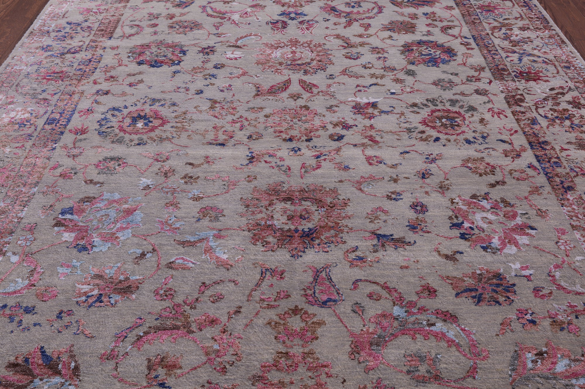 Grey Persian Hand Knotted Wool & Silk Rug - 8' 3" X 10' 0" - Golden Nile