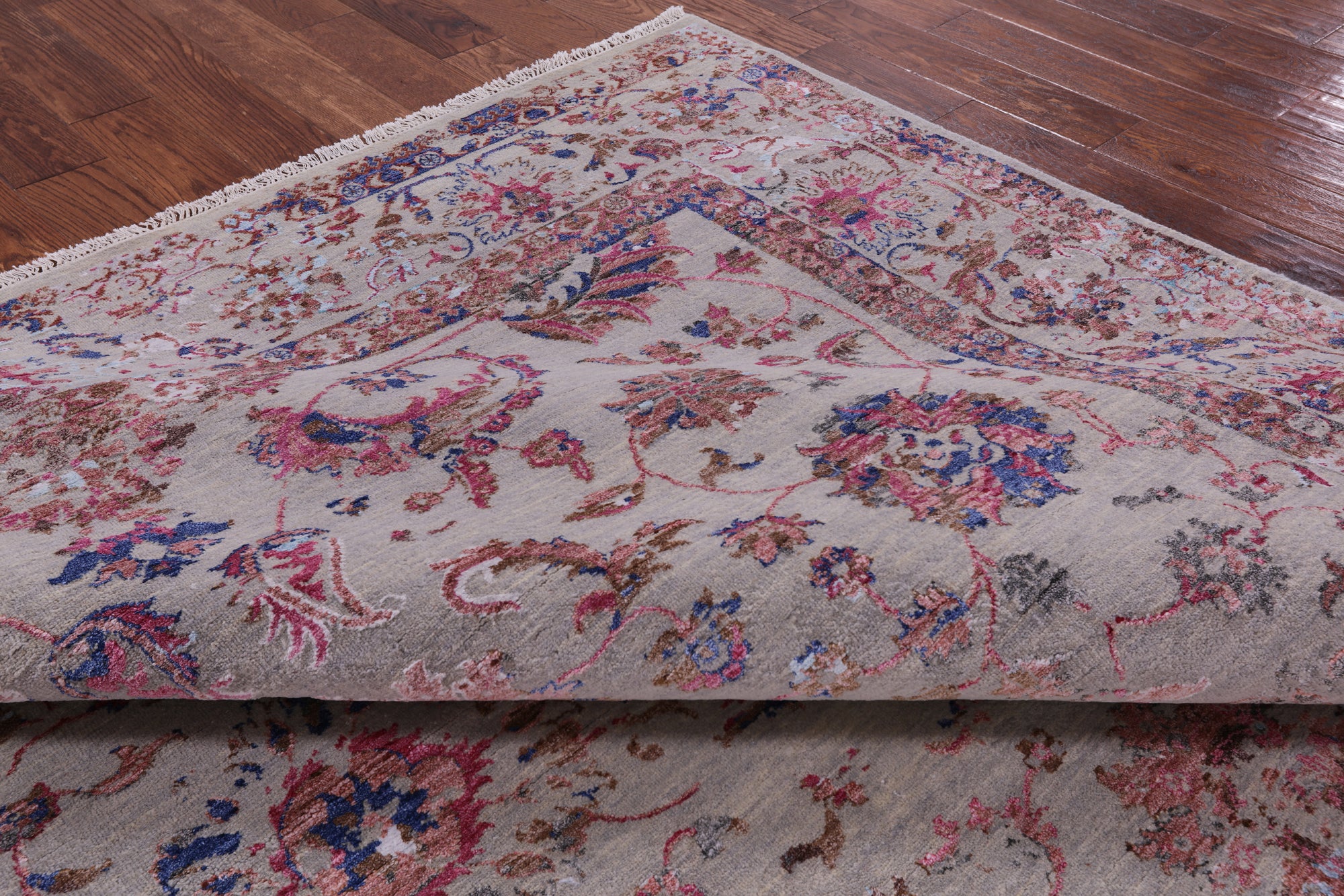 Grey Persian Hand Knotted Wool & Silk Rug - 8' 3" X 10' 0" - Golden Nile