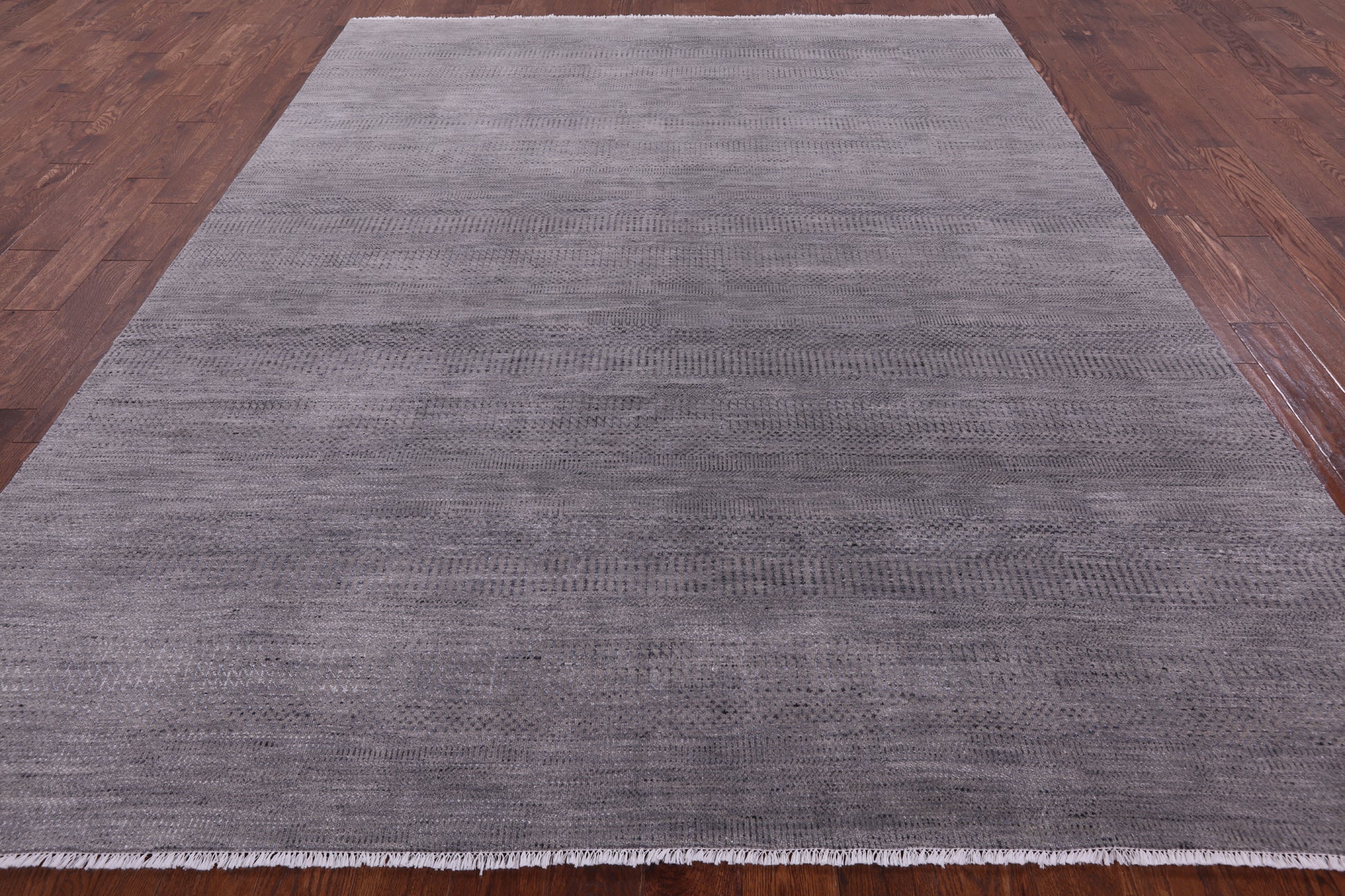 Grey Savannah Grass Handmade Wool & Silk Rug - 8' 1" X 10' 4" - Golden Nile