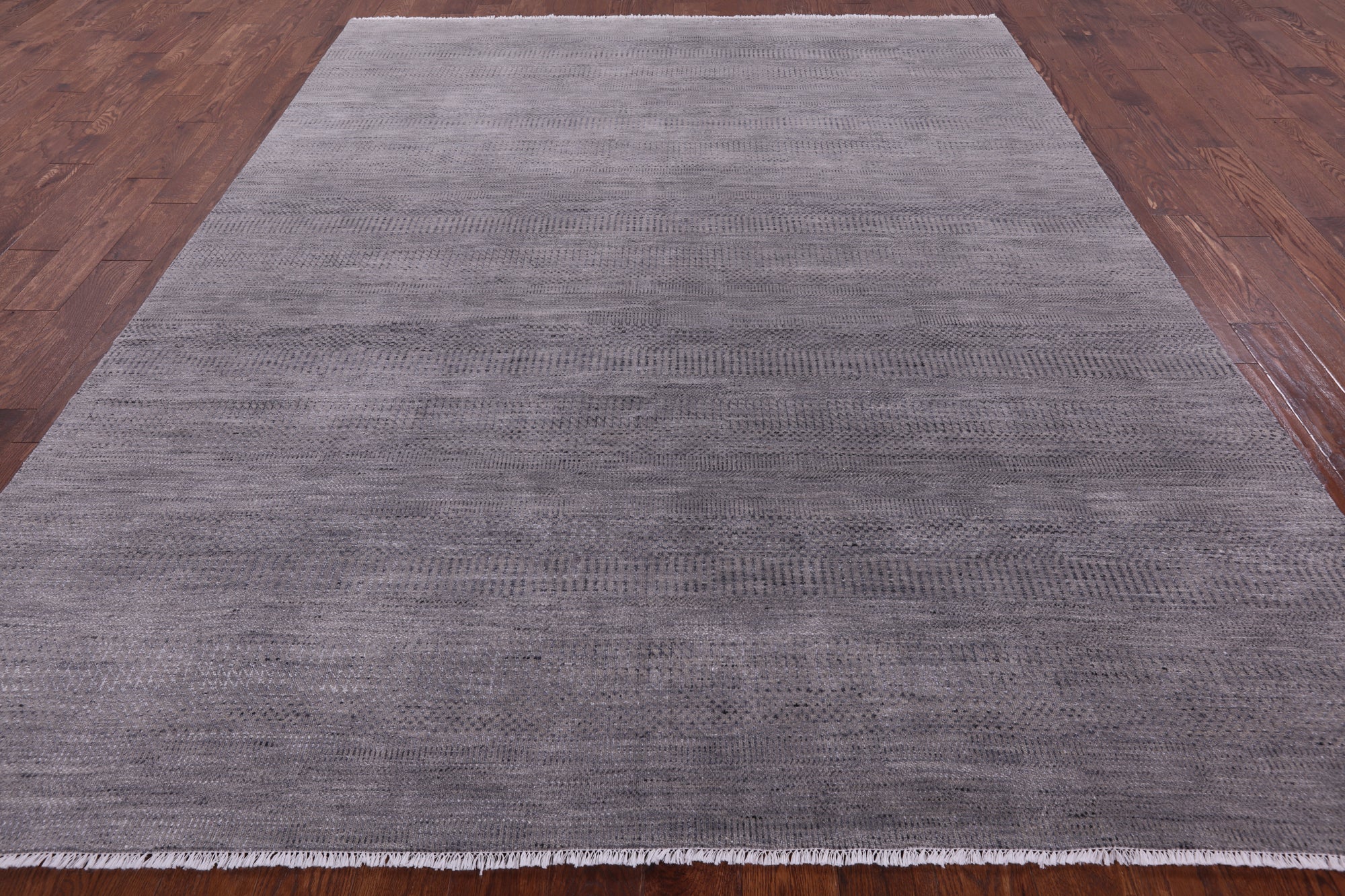 Grey Savannah Grass Handmade Wool & Silk Rug - 8' 1" X 10' 4" - Golden Nile