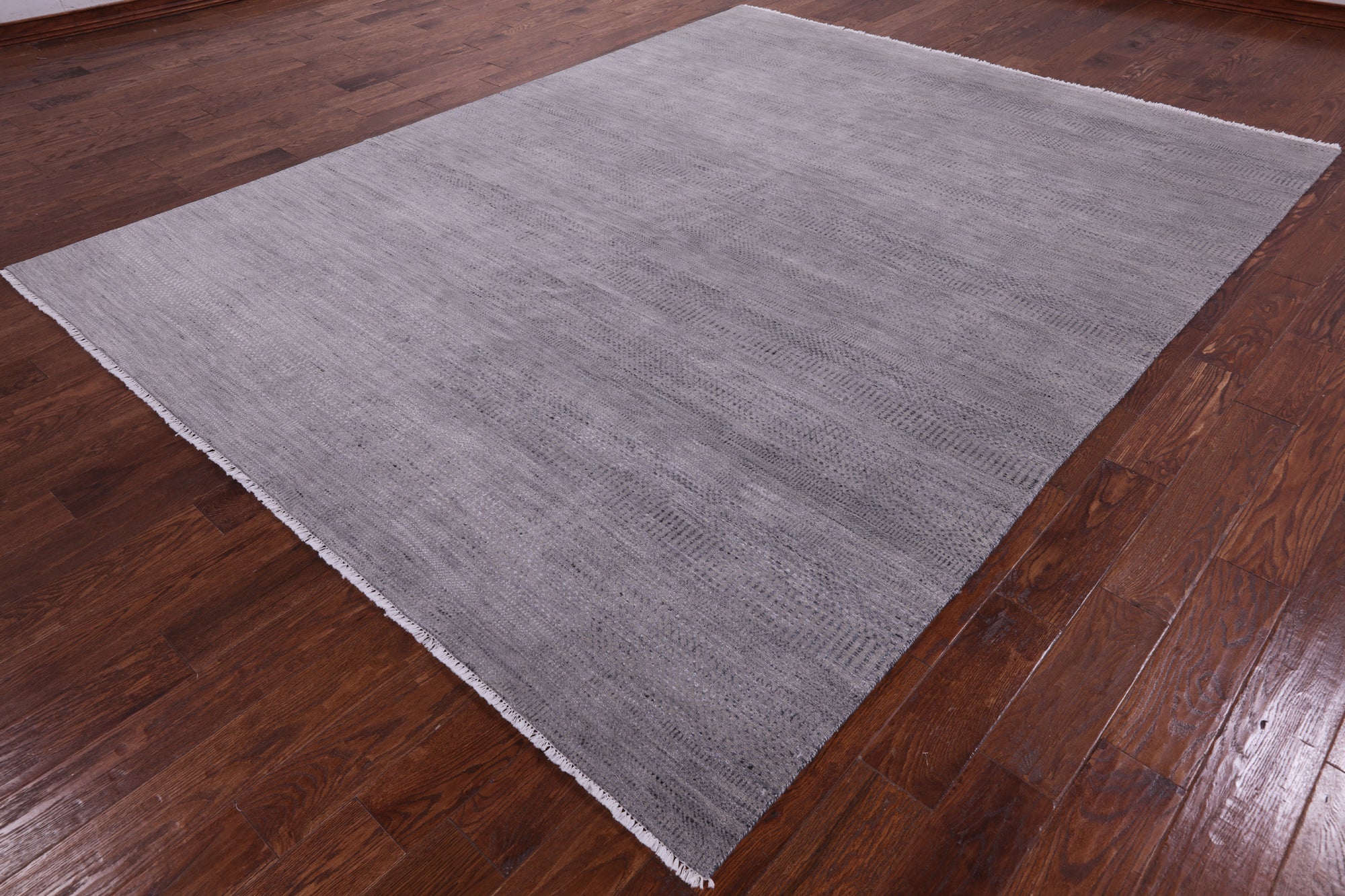 Grey Savannah Grass Handmade Wool & Silk Rug - 8' 1" X 10' 4" - Golden Nile