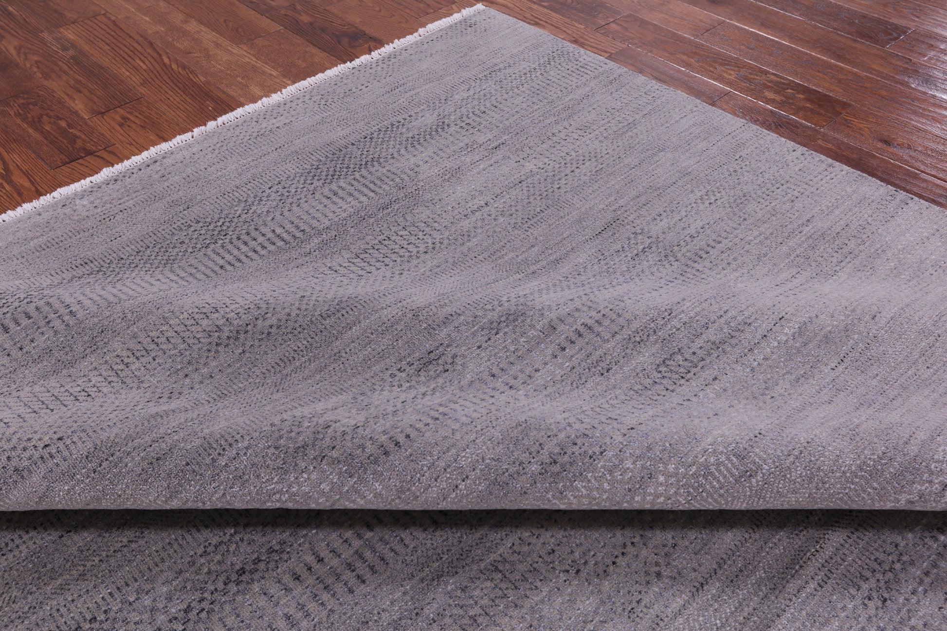 Grey Savannah Grass Handmade Wool & Silk Rug - 8' 1" X 10' 4" - Golden Nile