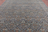 Grey William Morris Hand Knotted Wool Rug - 10' 2" X 14' 3" - Golden Nile