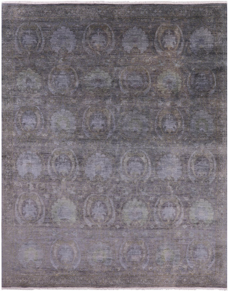 Grey Full Pile Overdyed Handmade Wool Rug - 8' 1" X 10' 1" - Golden Nile