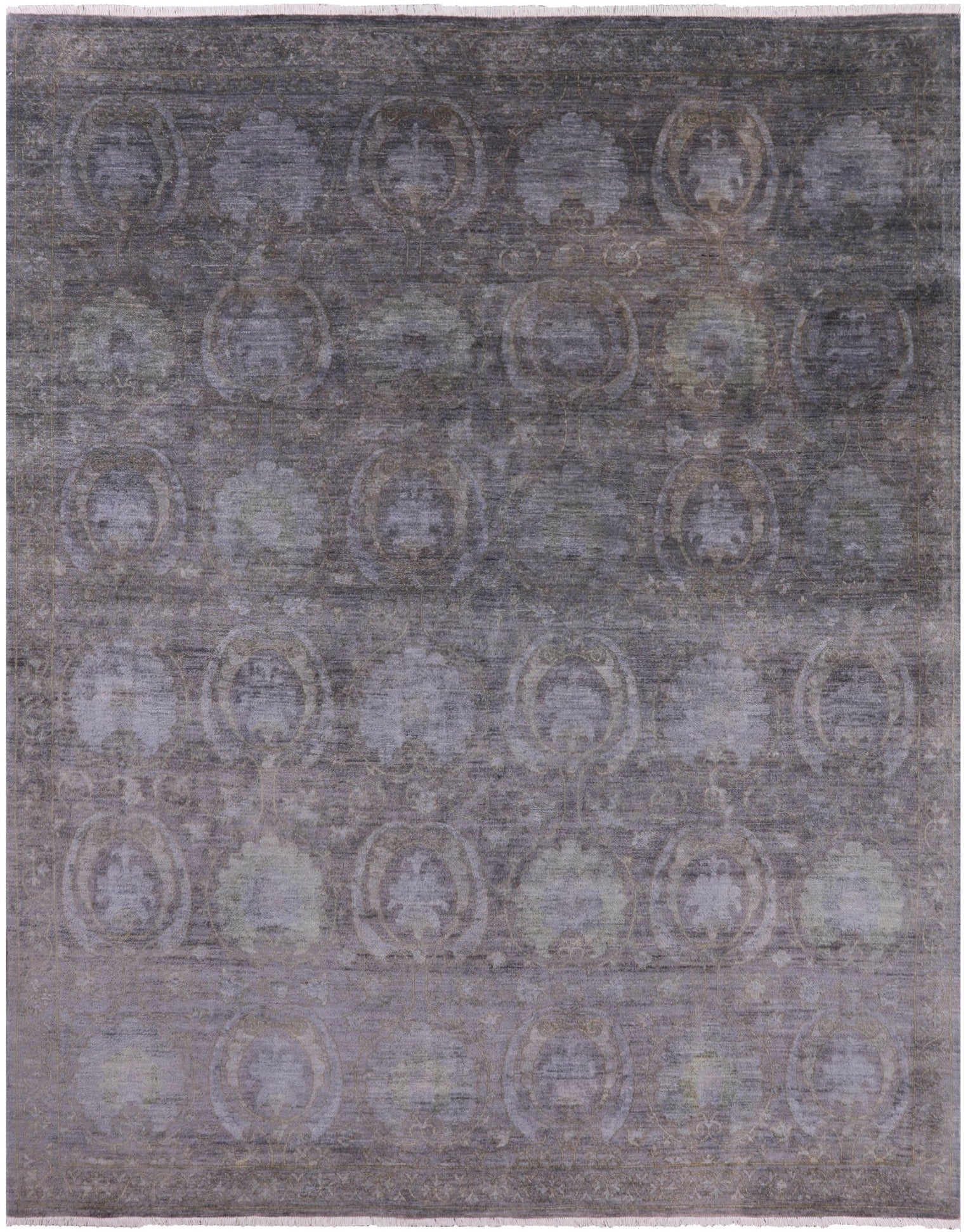 Grey Full Pile Overdyed Handmade Wool Rug - 8' 1" X 10' 1" - Golden Nile