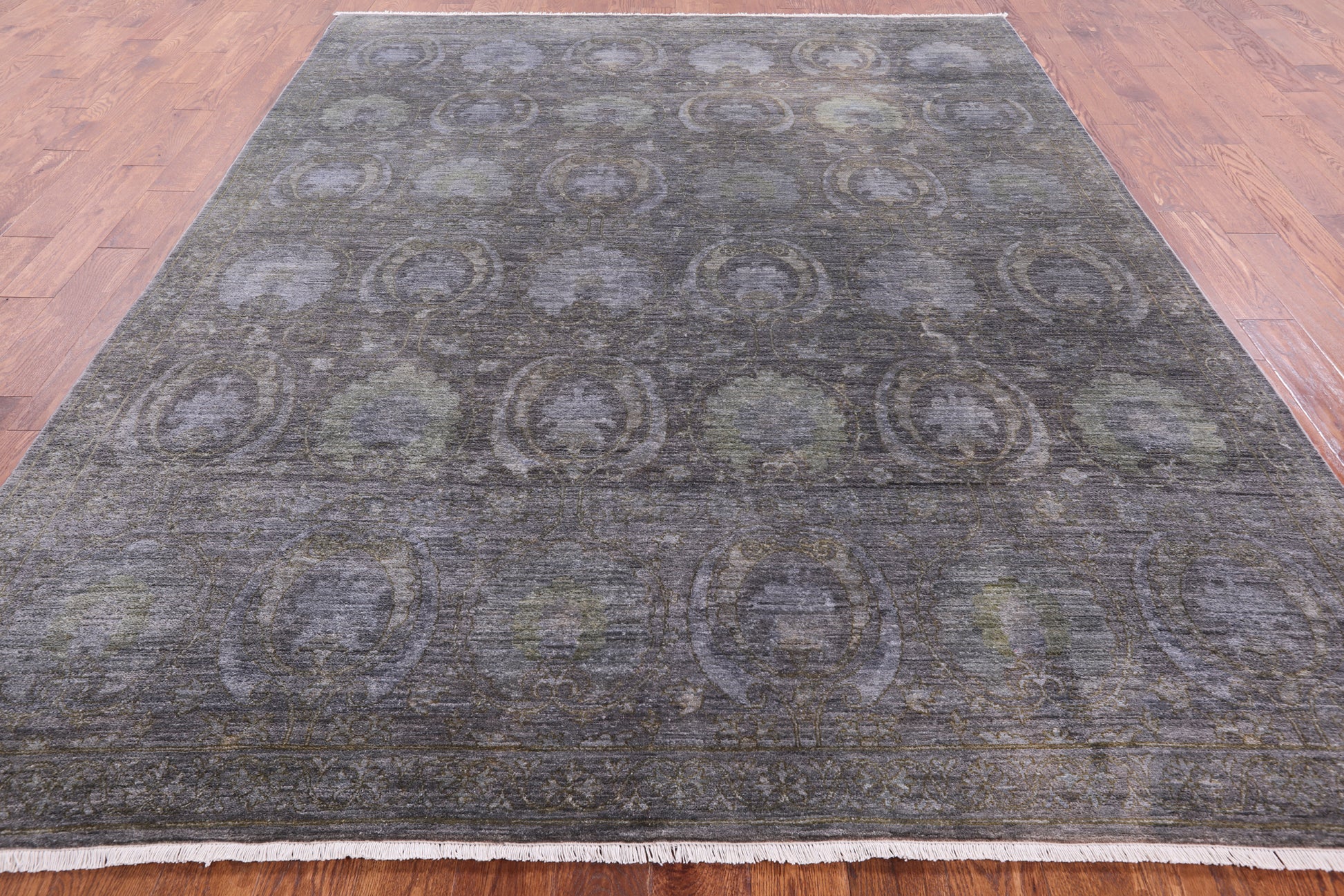 Grey Full Pile Overdyed Handmade Wool Rug - 8' 1" X 10' 1" - Golden Nile