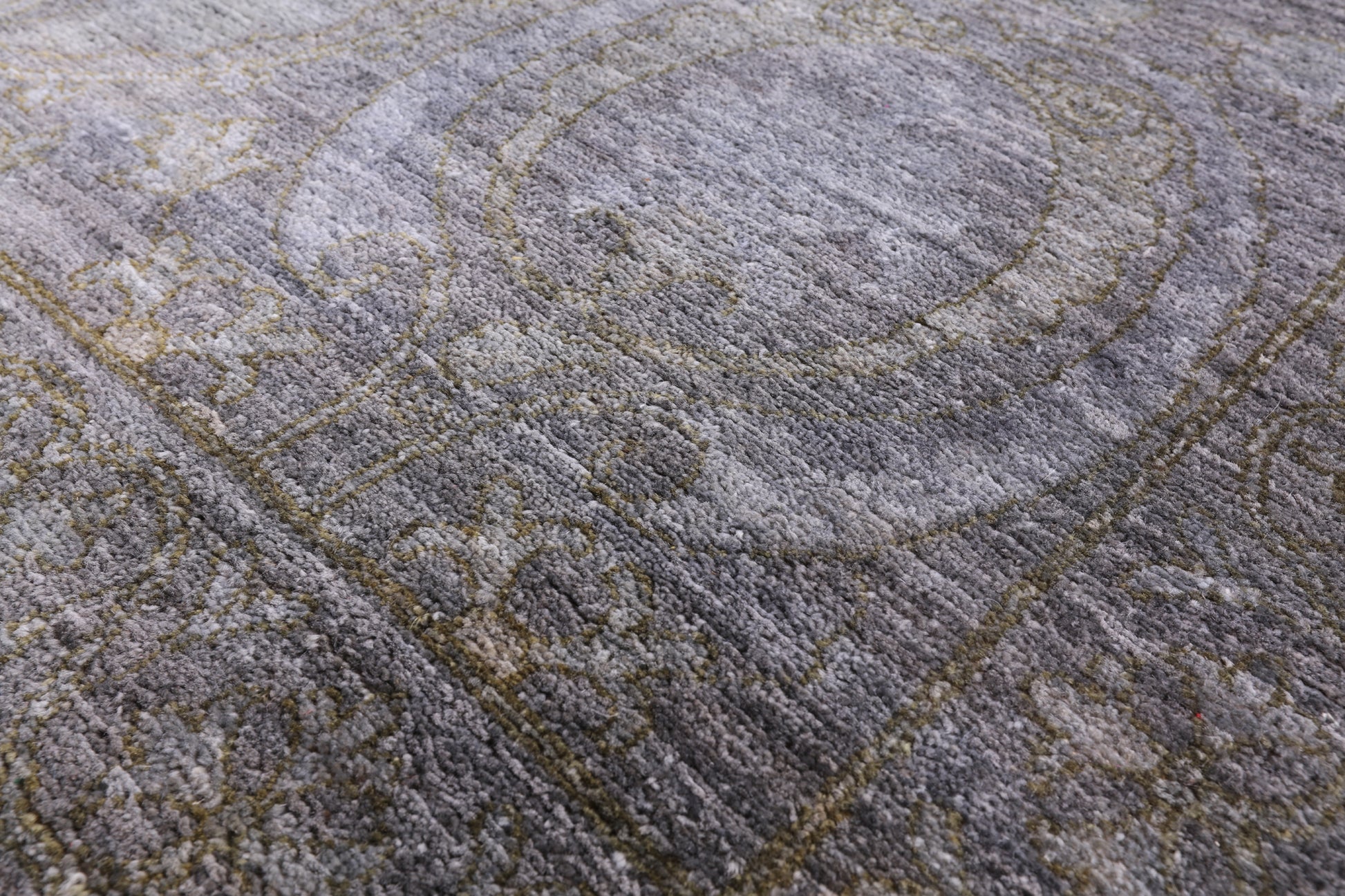 Grey Full Pile Overdyed Handmade Wool Rug - 8' 1" X 10' 1" - Golden Nile