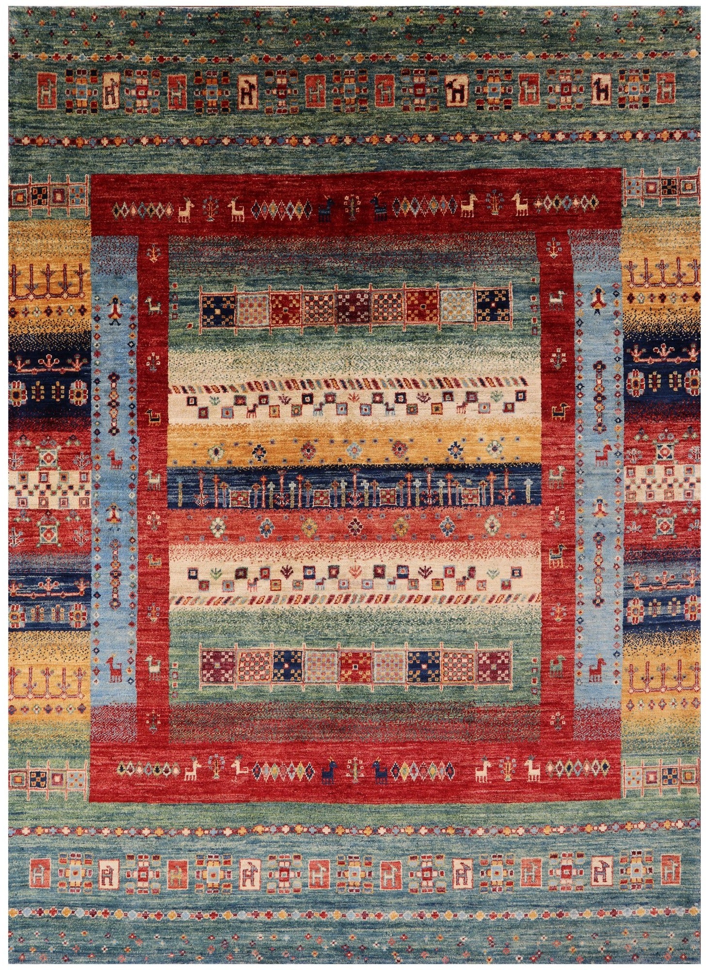 Tribal Persian Gabbeh Handmade Wool Rug - 5' 7" X 7' 9" - Golden Nile