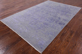 Grey Modern Handmade Wool & Silk Rug - 6' 1" X 9' 2" - Golden Nile