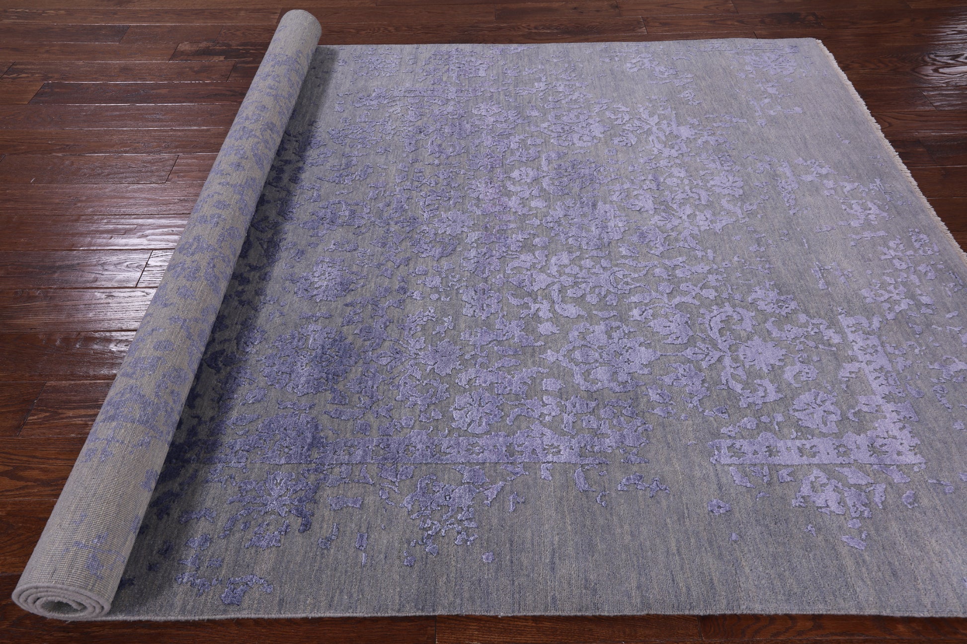 Grey Modern Handmade Wool & Silk Rug - 6' 1" X 9' 2" - Golden Nile