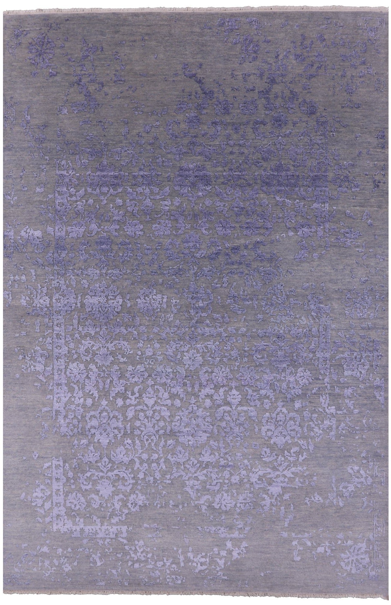 Grey Modern Handmade Wool & Silk Rug - 6' 1" X 9' 2" - Golden Nile