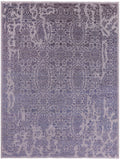 Grey Modern Handmade Wool & Silk Rug - 9' 0" X 11' 9" - Golden Nile