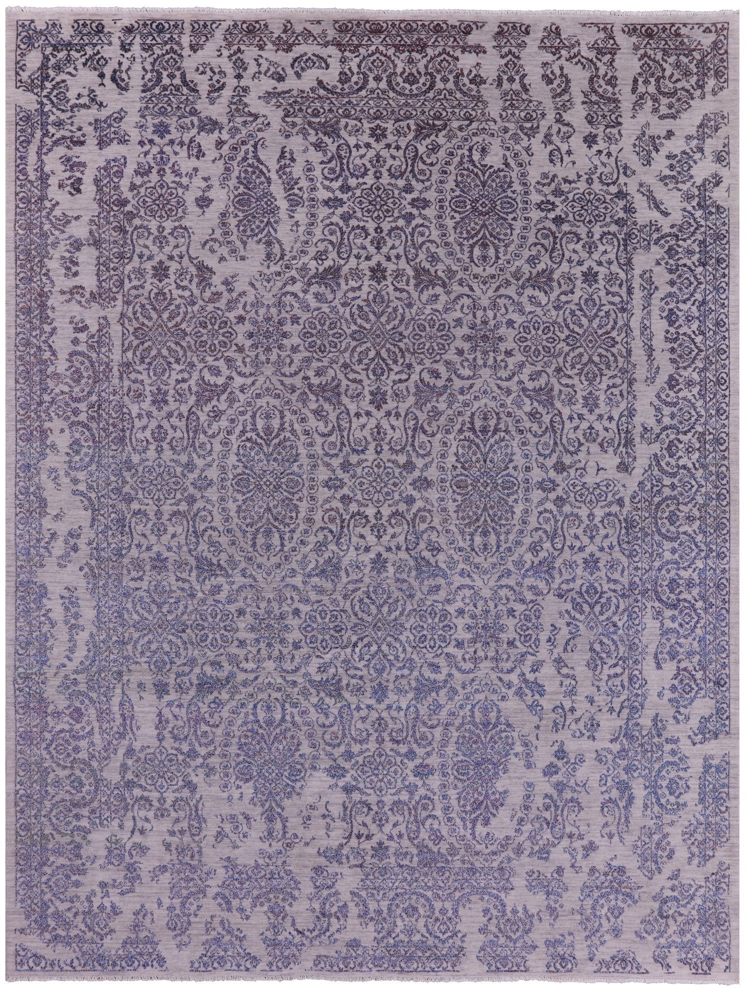 Grey Modern Handmade Wool & Silk Rug - 9' 0" X 11' 9" - Golden Nile
